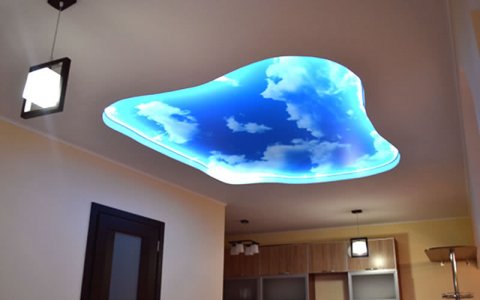 Потолок небо с облаками в гостиную