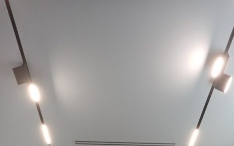 Фото потолка с трековыми светильниками